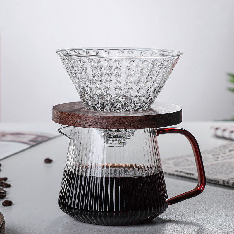 Transparent Glass Vertical Pattern Coffee Pot