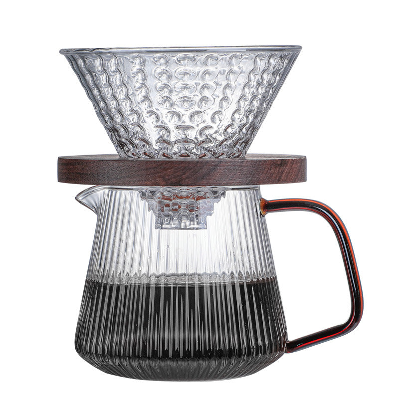 Transparent Glass Vertical Pattern Coffee Pot