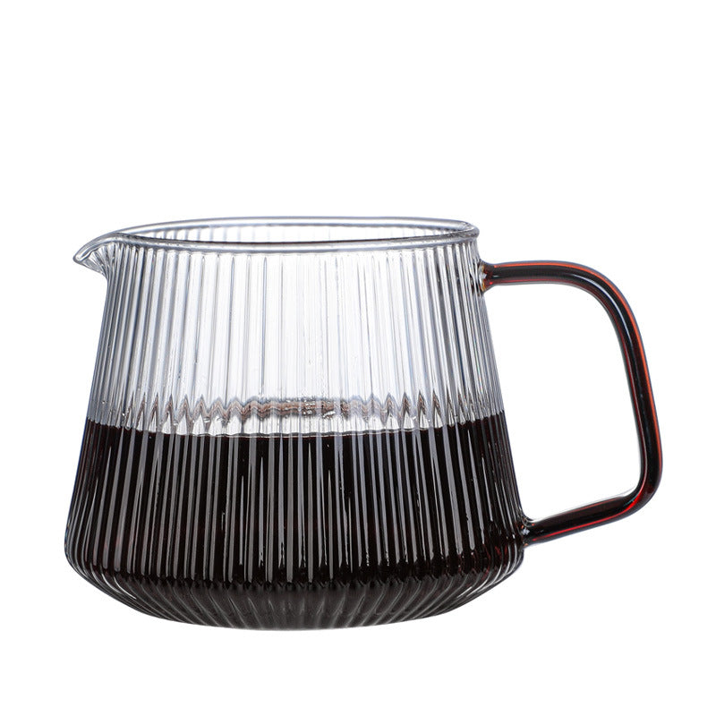 Transparent Glass Vertical Pattern Coffee Pot