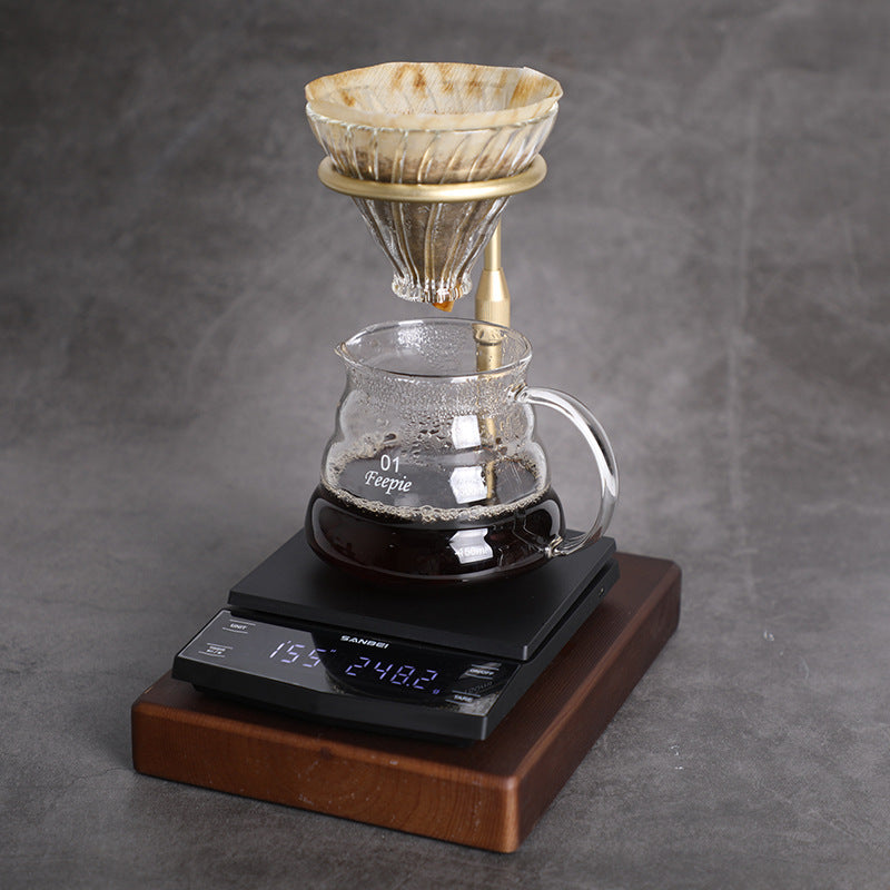 Hand Brew Coffee Filter Cup Holder Solid Wood Base Tray