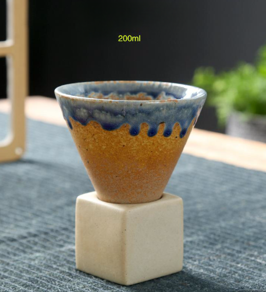 Japanese Style Coarse Pottery Mug Cross-border Hot Drink Retro Creative Hand-pulled Glaze Latte Art Coffee Ceramic Cup