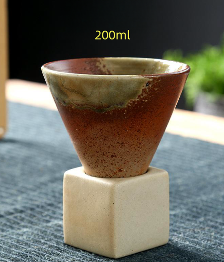 Japanese Style Coarse Pottery Mug Cross-border Hot Drink Retro Creative Hand-pulled Glaze Latte Art Coffee Ceramic Cup