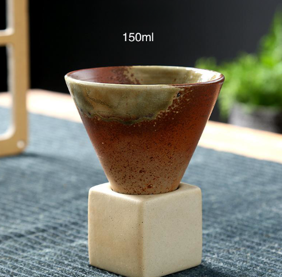 Japanese Style Coarse Pottery Mug Cross-border Hot Drink Retro Creative Hand-pulled Glaze Latte Art Coffee Ceramic Cup