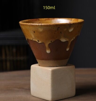 Japanese Style Coarse Pottery Mug Cross-border Hot Drink Retro Creative Hand-pulled Glaze Latte Art Coffee Ceramic Cup